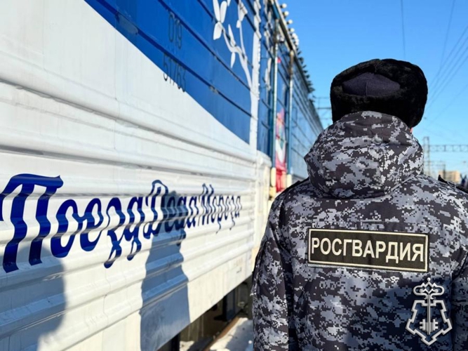 В Оренбурге росгвардейцы обеспечили правопорядок во время прибытия поезда Деда Мороза (видео)